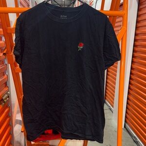 Artis Men's Black T-Shirt with Red Rose Embroidery